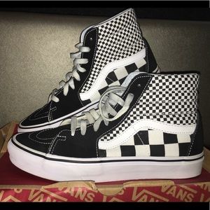High top checkerboard vans